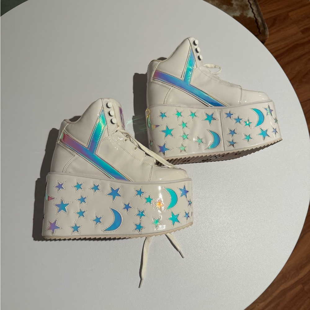 YRU Quiznos Holographic Platform Sneakers with Stars and Moons